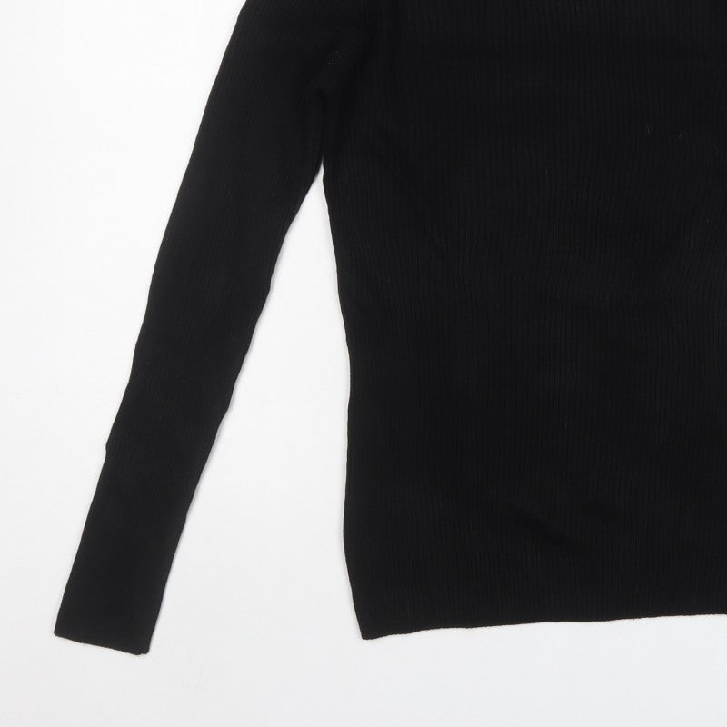 ASOS Men Black S Roll Neck Ribbed Knit Pullover Jumper