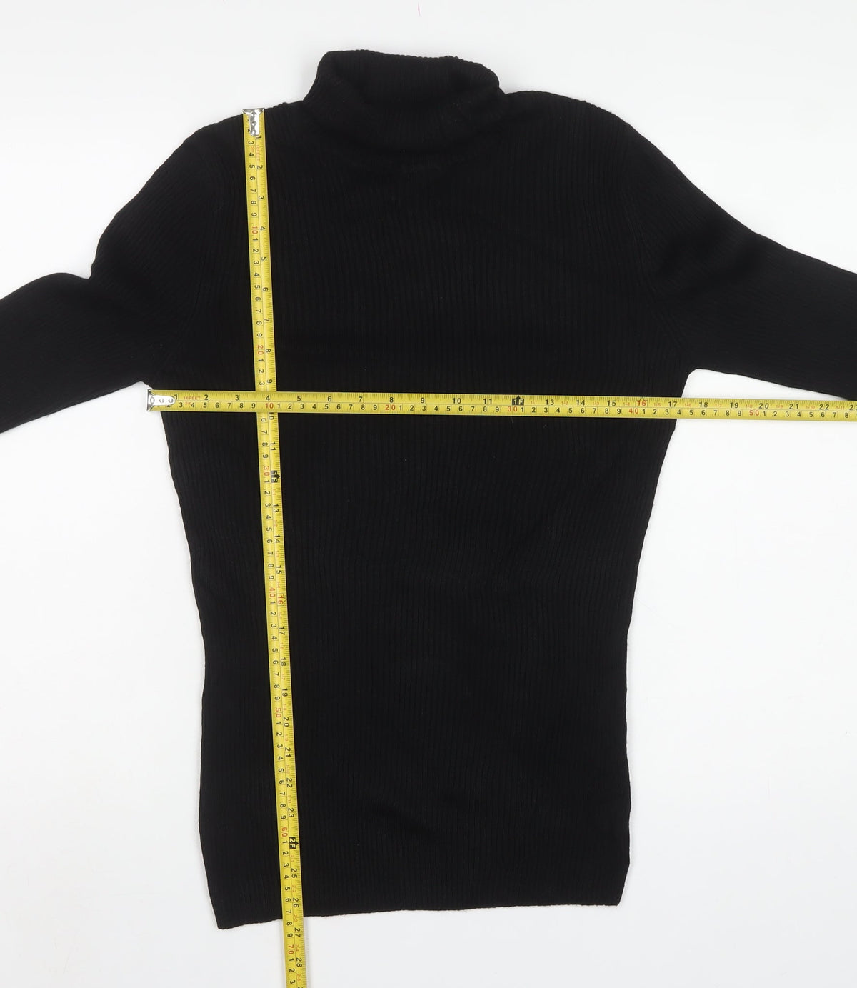 ASOS Men Black S Roll Neck Ribbed Knit Pullover Jumper