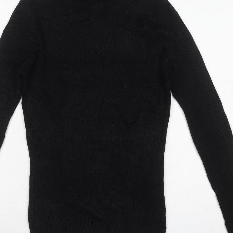 ASOS Men Black S Roll Neck Ribbed Knit Pullover Jumper