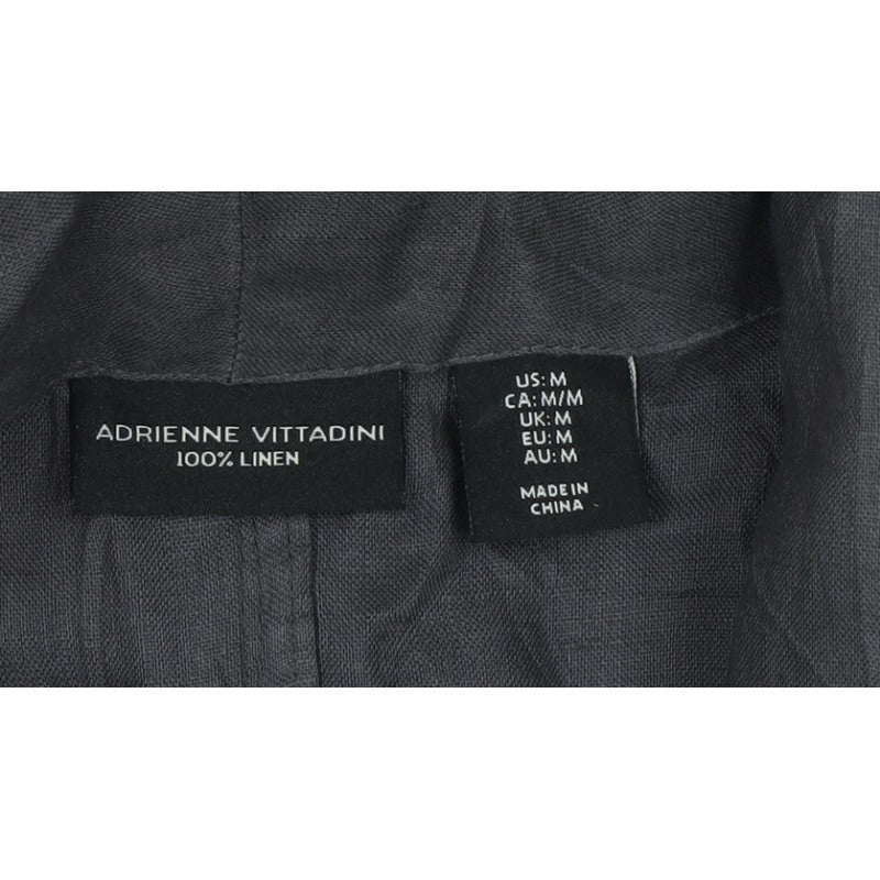 Adrienne Vittadini Women Grey M Linen Kimono Jacket Open Lightweight