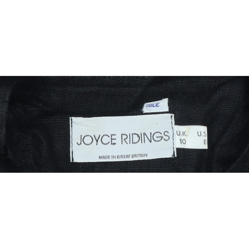 Joyce Ridings Women Black UK 10 Long Shift Dress Button Front Pockets