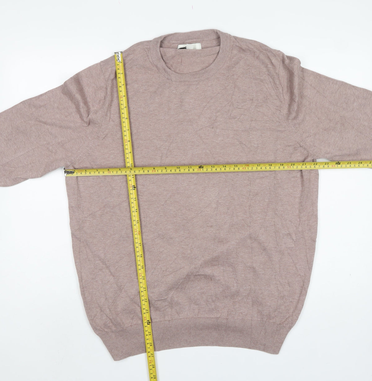 M&S Mens Beige Cotton Crew Neck Pullover Jumper 2XL Regular Fit