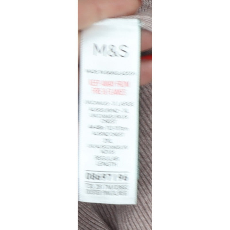 M&S Mens Beige Cotton Crew Neck Pullover Jumper 2XL Regular Fit