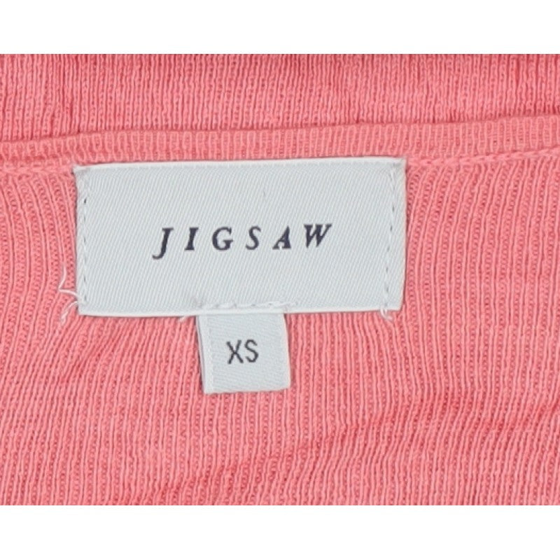 Jigsaw Women’s Pink XS Silk Cotton V-Neck Long Sleeve Jumper
