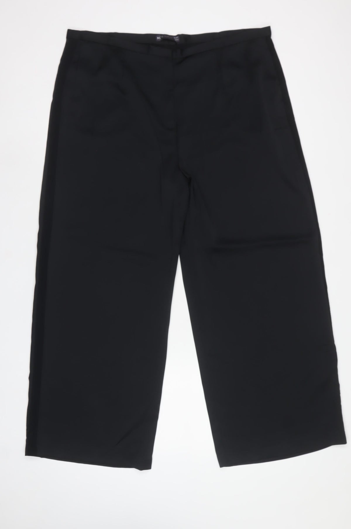 Marks and Spencer Women Black UK 18 Short Wide-Leg Tailored Trousers