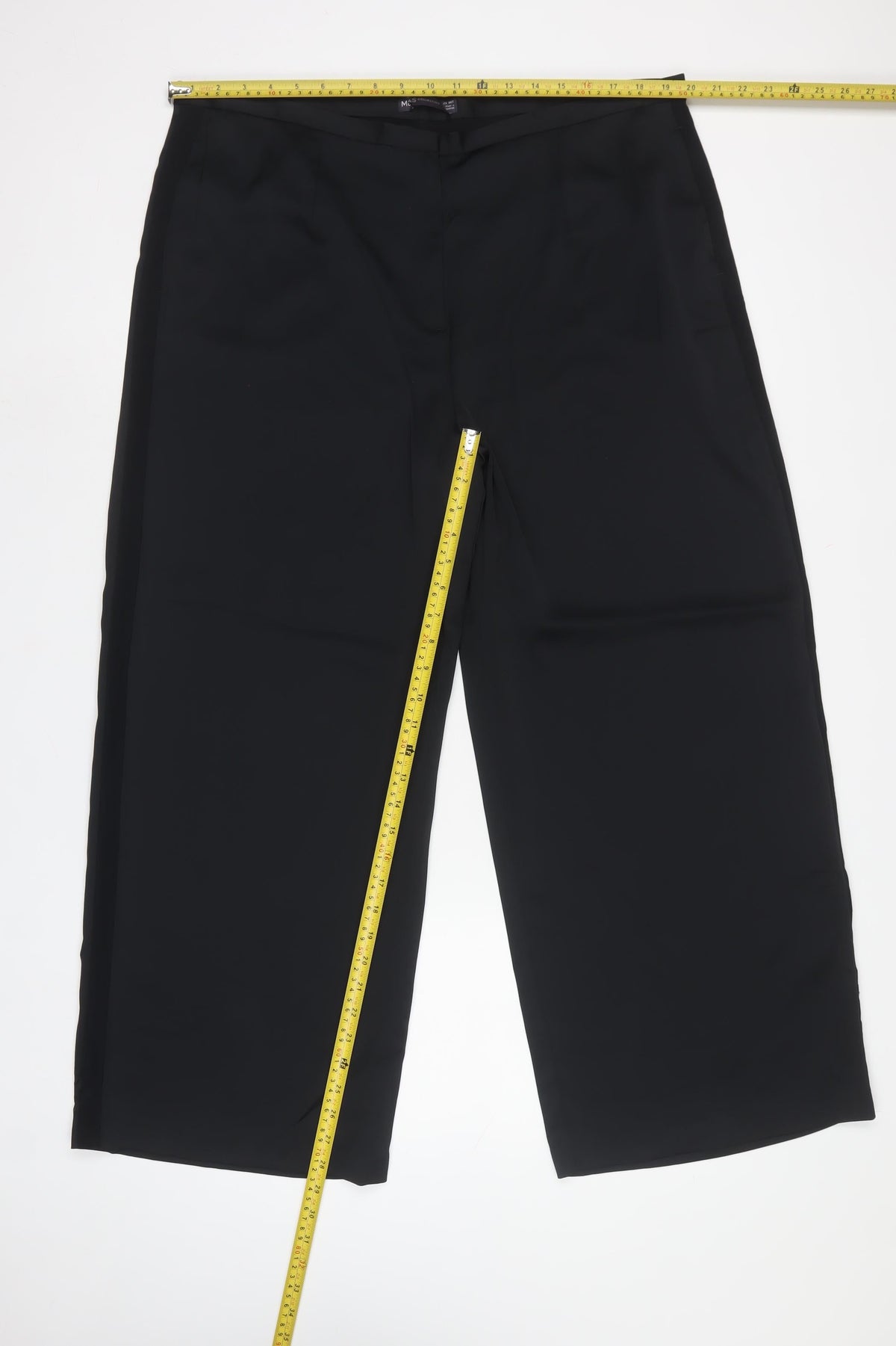 Marks and Spencer Women Black UK 18 Short Wide-Leg Tailored Trousers
