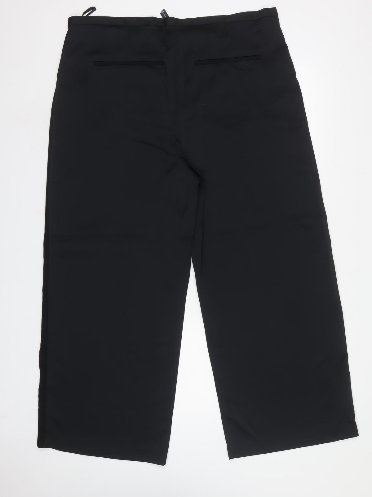 Marks and Spencer Women Black UK 18 Short Wide-Leg Tailored Trousers