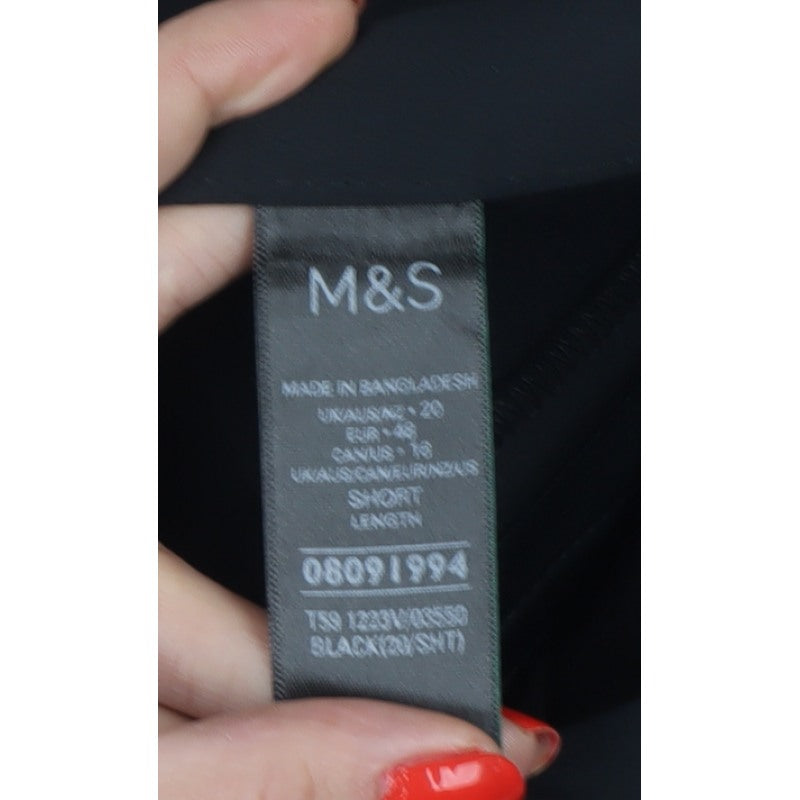 Marks and Spencer Women Black UK 18 Short Wide-Leg Tailored Trousers