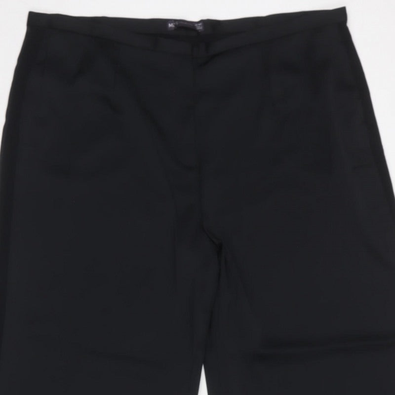 Marks and Spencer Women Black UK 18 Short Wide-Leg Tailored Trousers