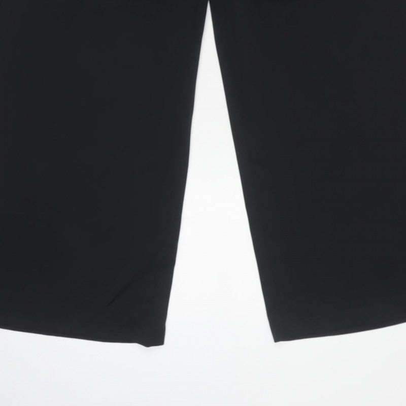 Marks and Spencer Women Black UK 18 Short Wide-Leg Tailored Trousers