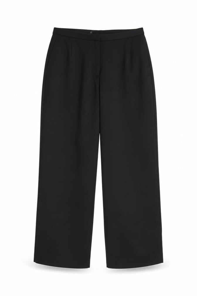 Marks and Spencer Women Black UK 18 Short Wide-Leg Tailored Trousers