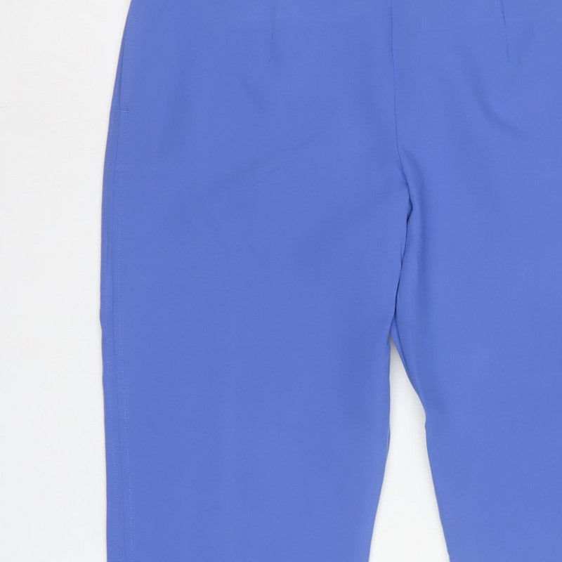 M&S Women Blue Size 18 Regular Tailored Tapered Ankle Zip Trousers