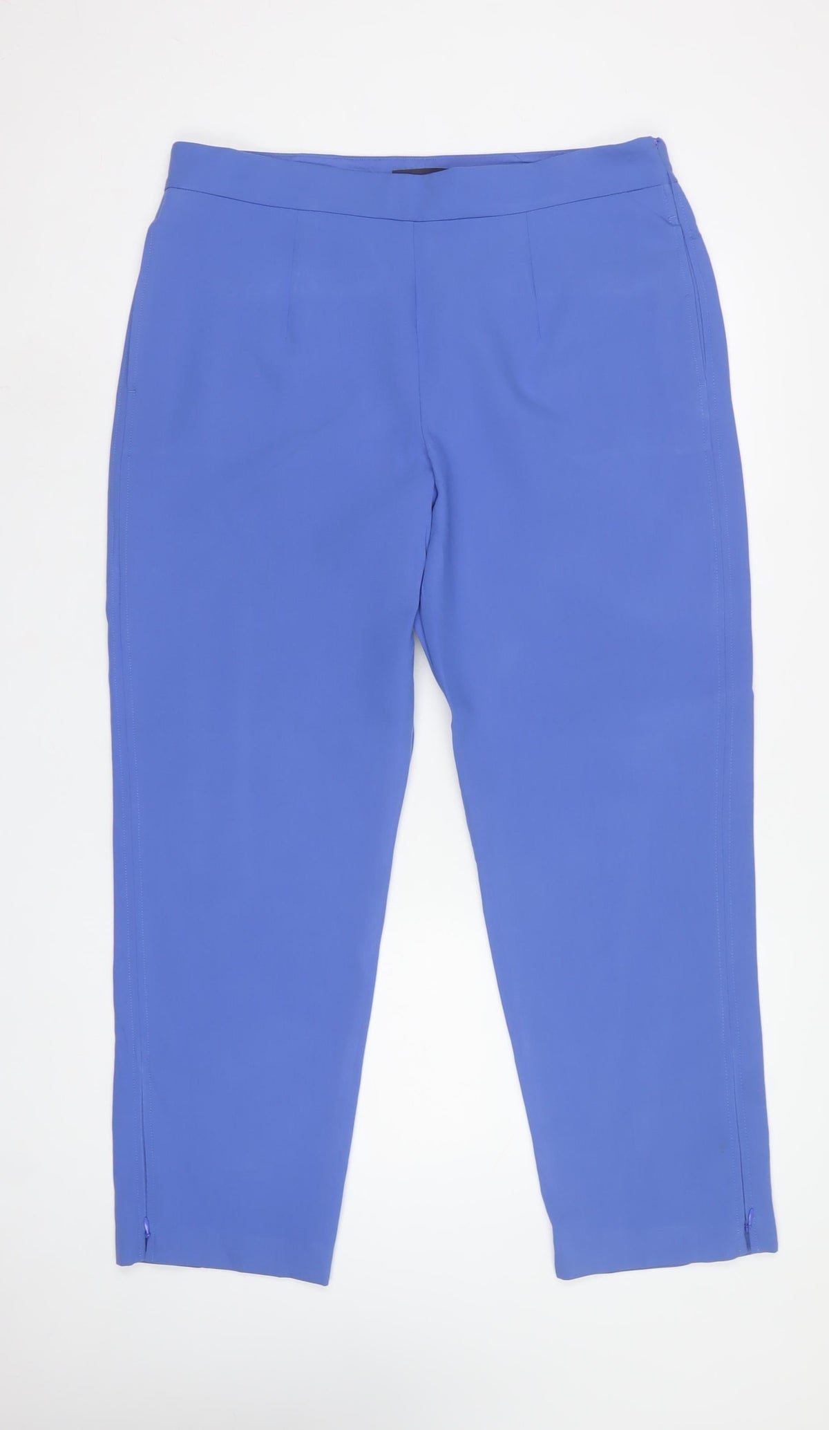 M&S Women Blue Size 18 Regular Tailored Tapered Ankle Zip Trousers
