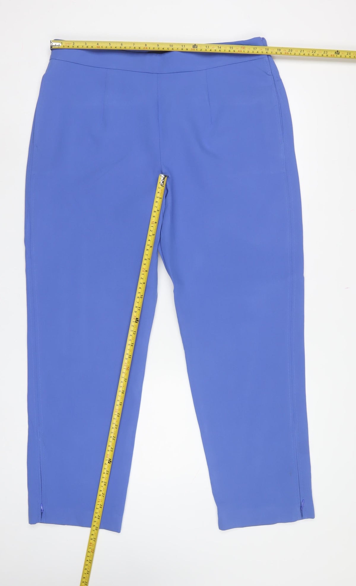 M&S Women Blue Size 18 Regular Tailored Tapered Ankle Zip Trousers