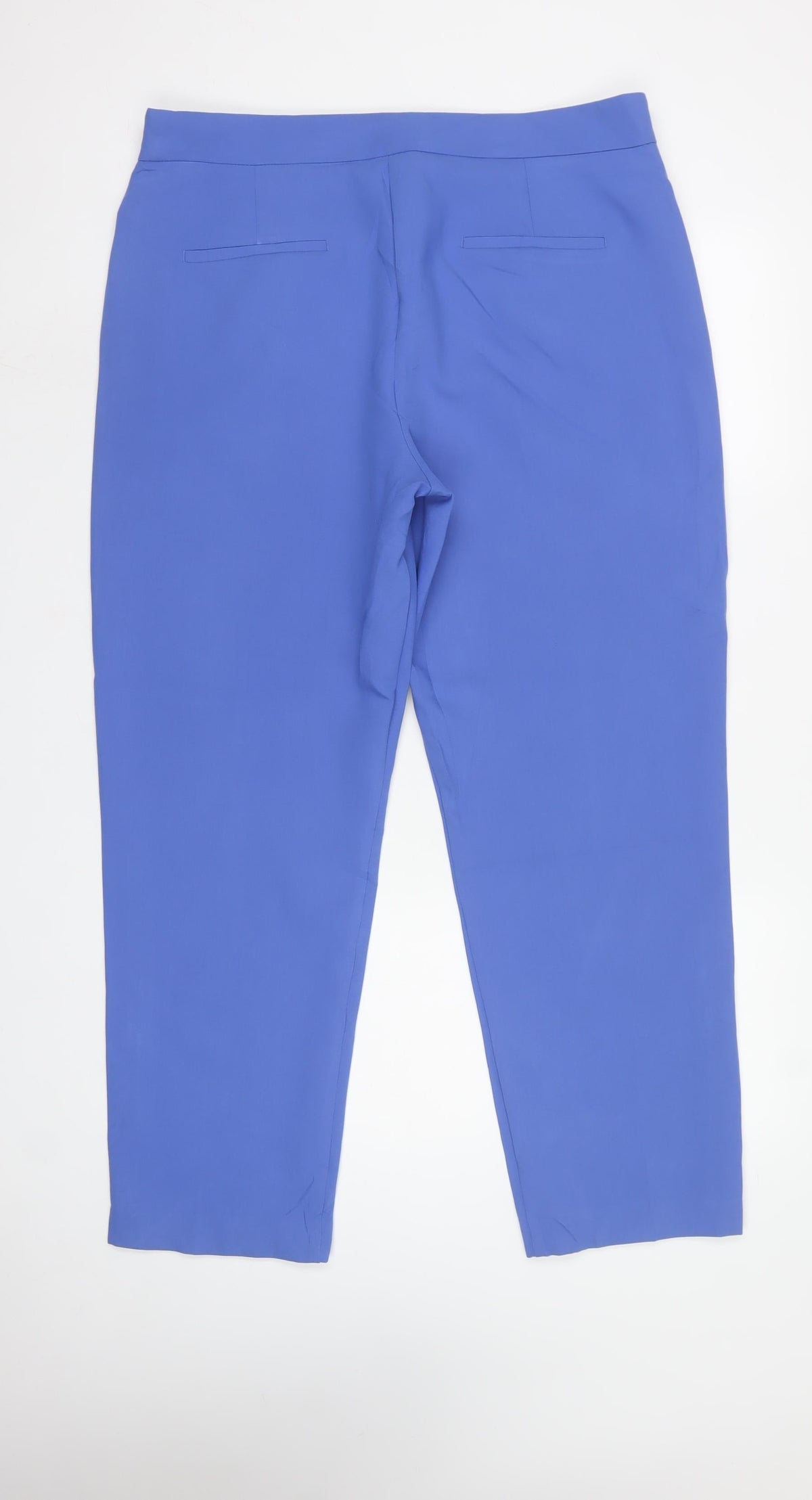 M&S Women Blue Size 18 Regular Tailored Tapered Ankle Zip Trousers