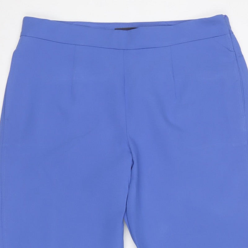 M&S Women Blue Size 18 Regular Tailored Tapered Ankle Zip Trousers