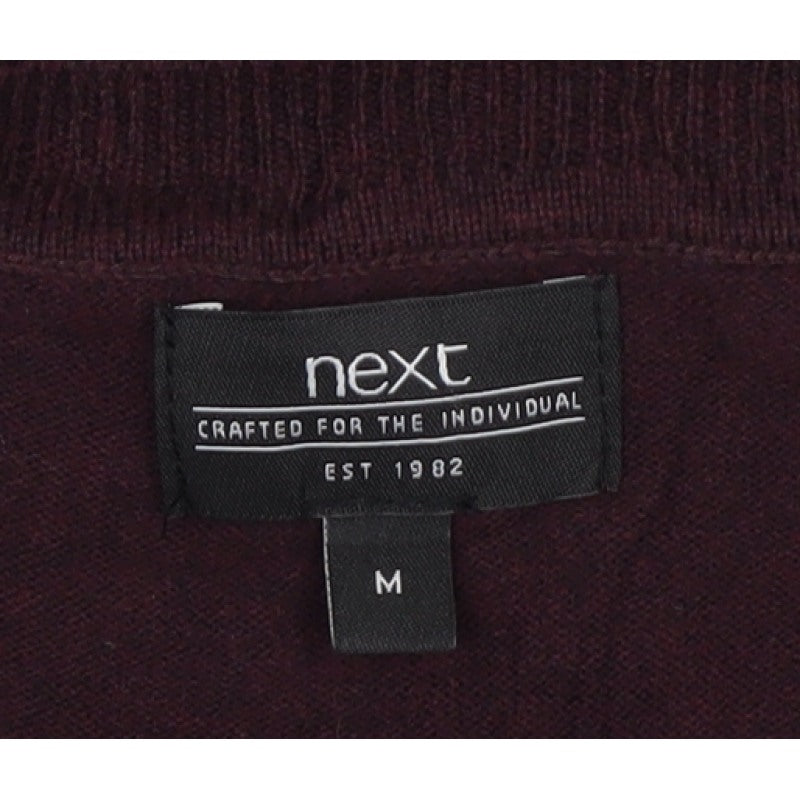 Next Men's Burgundy Red M Wool Blend V-Neck Pullover Jumper
