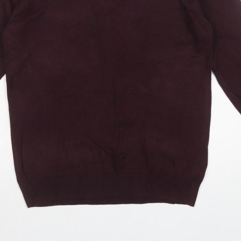Next Men's Burgundy Red M Wool Blend V-Neck Pullover Jumper
