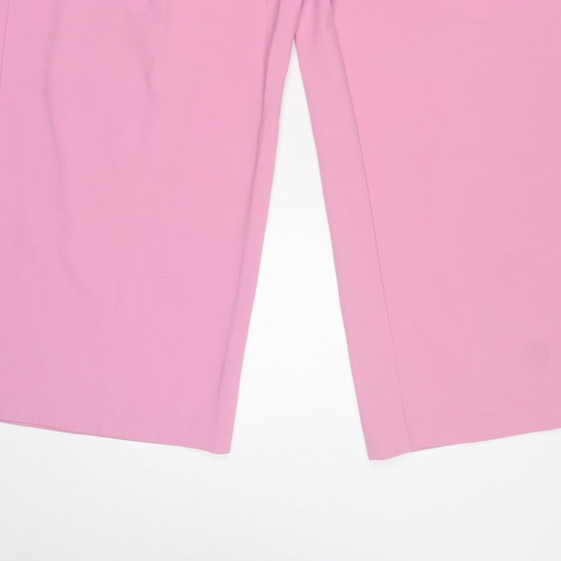 Marks & Spencer Women Pink UK 22 Regular Wide-Leg Tailored Trousers