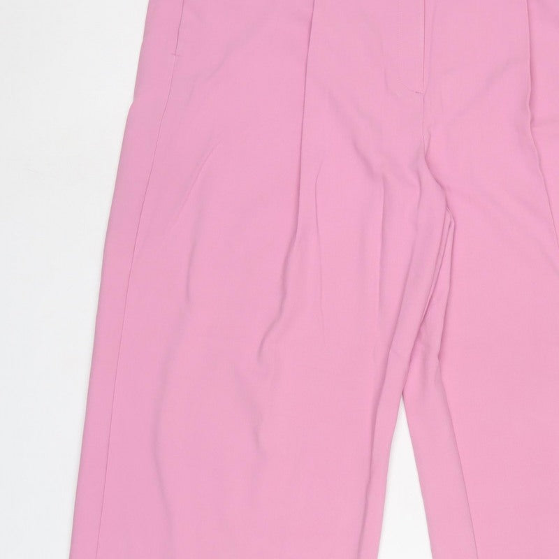 Marks & Spencer Women Pink UK 22 Regular Wide-Leg Tailored Trousers