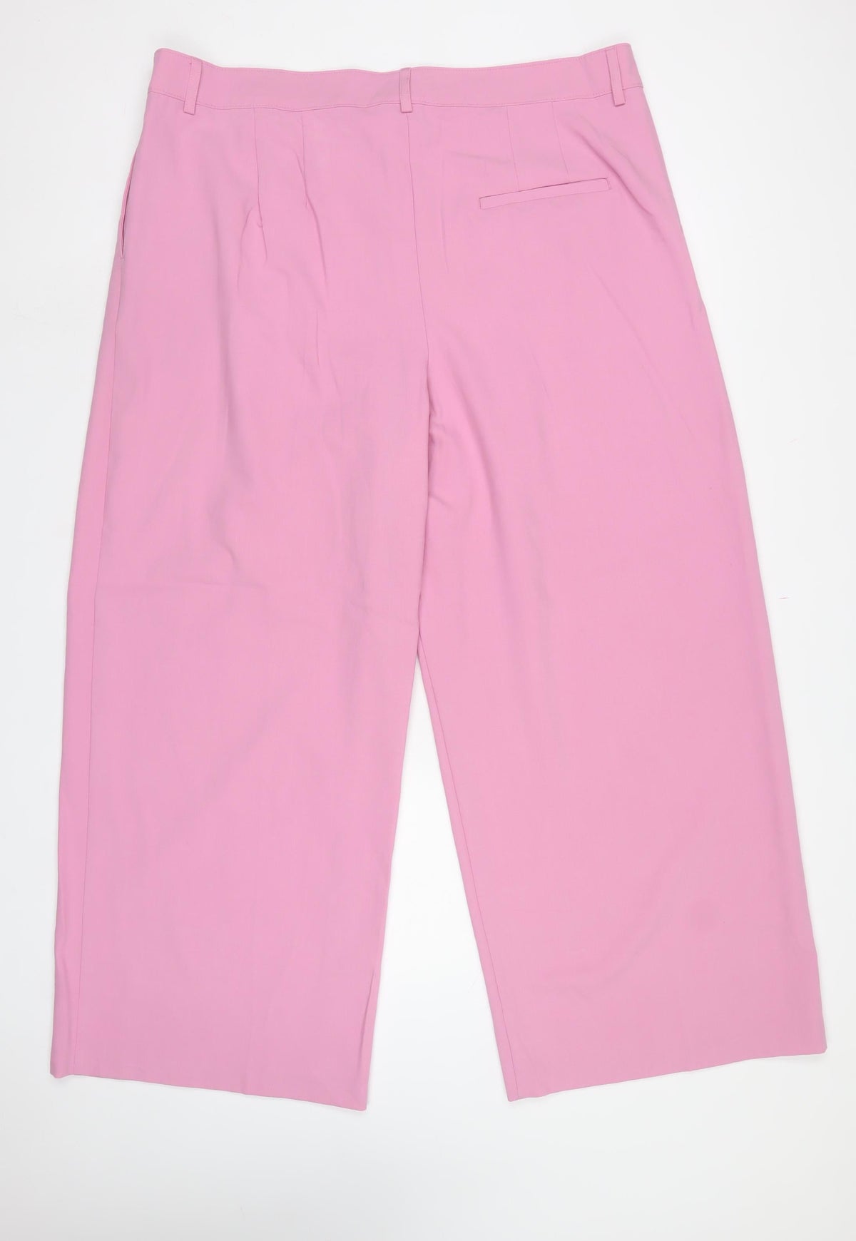 Marks & Spencer Women Pink UK 22 Regular Wide-Leg Tailored Trousers