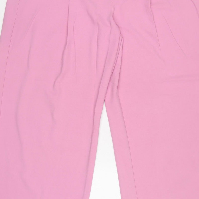 Marks & Spencer Women Pink UK 22 Regular Wide-Leg Tailored Trousers