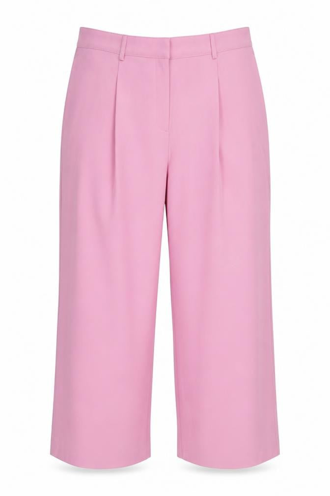Marks & Spencer Women Pink UK 22 Regular Wide-Leg Tailored Trousers