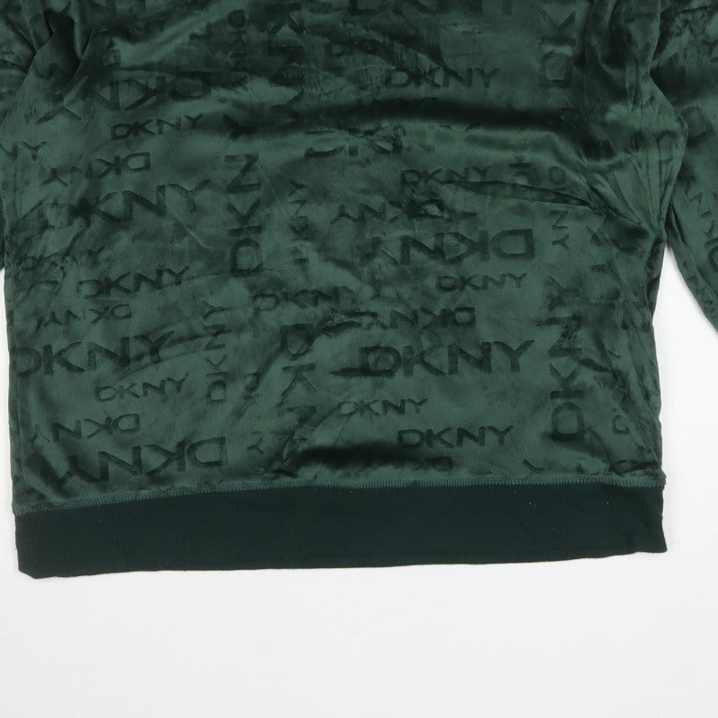 DKNY Women’s Green Logo Velour Pullover Sweatshirt Size L