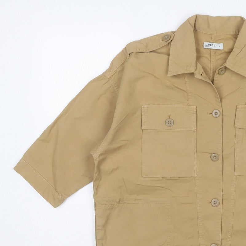 Gap 1969 Women’s Beige S Military Utility Cotton Jacket 3/4 Sleeve