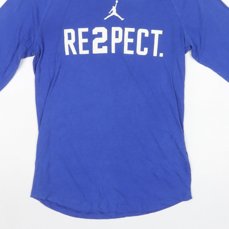 Nike Jordan Women's Blue UK 12 Basic Dri-FIT RE2PECT 3/4 Sleeve Tee