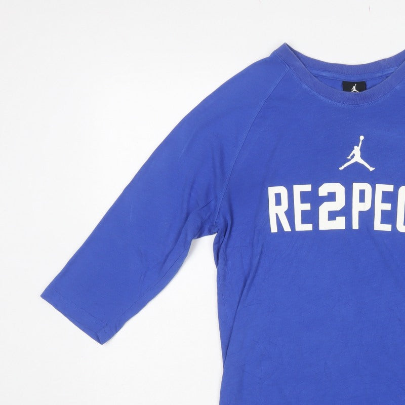 Nike Jordan Women's Blue UK 12 Basic Dri-FIT RE2PECT 3/4 Sleeve Tee