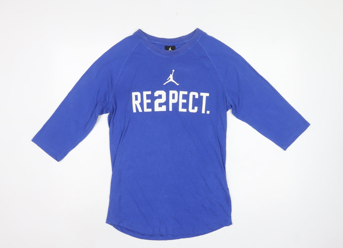 Nike Jordan Women's Blue UK 12 Basic Dri-FIT RE2PECT 3/4 Sleeve Tee
