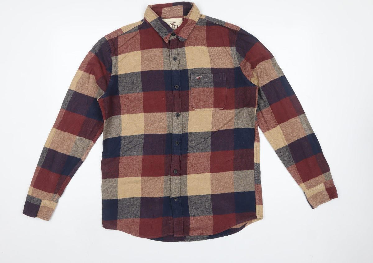 Hollister Men’s S Multicolour Plaid Cotton Flannel Button-Up Shirt