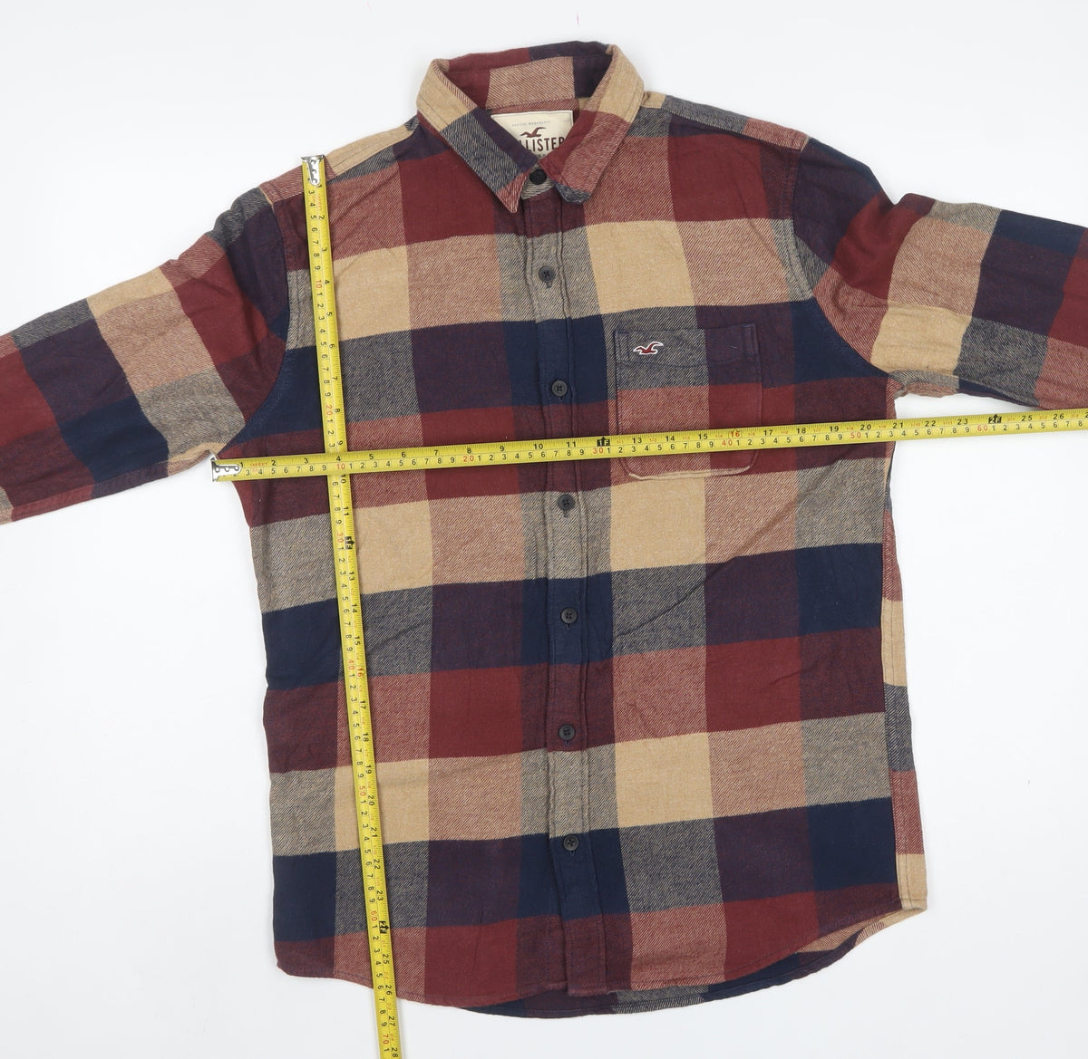 Hollister Men’s S Multicolour Plaid Cotton Flannel Button-Up Shirt