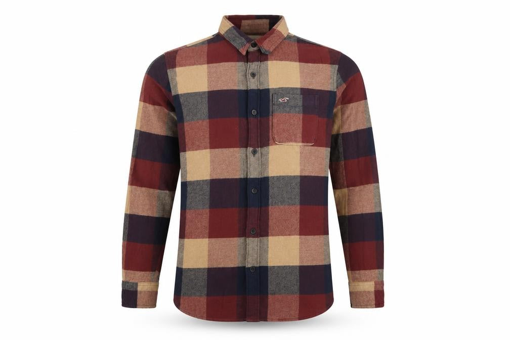 Hollister Men’s S Multicolour Plaid Cotton Flannel Button-Up Shirt