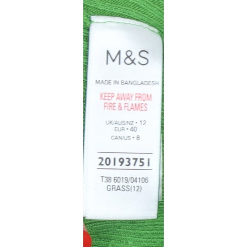 Marks and Spencer Women Green Size 12 Ribbed Button Cardigan
