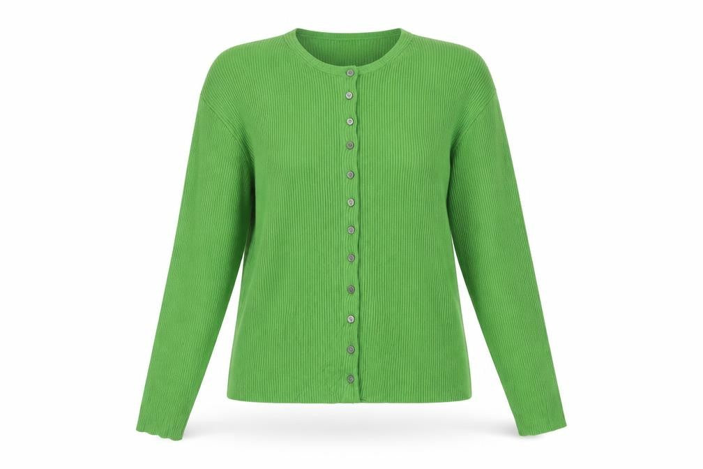 Marks and Spencer Women Green Size 12 Ribbed Button Cardigan