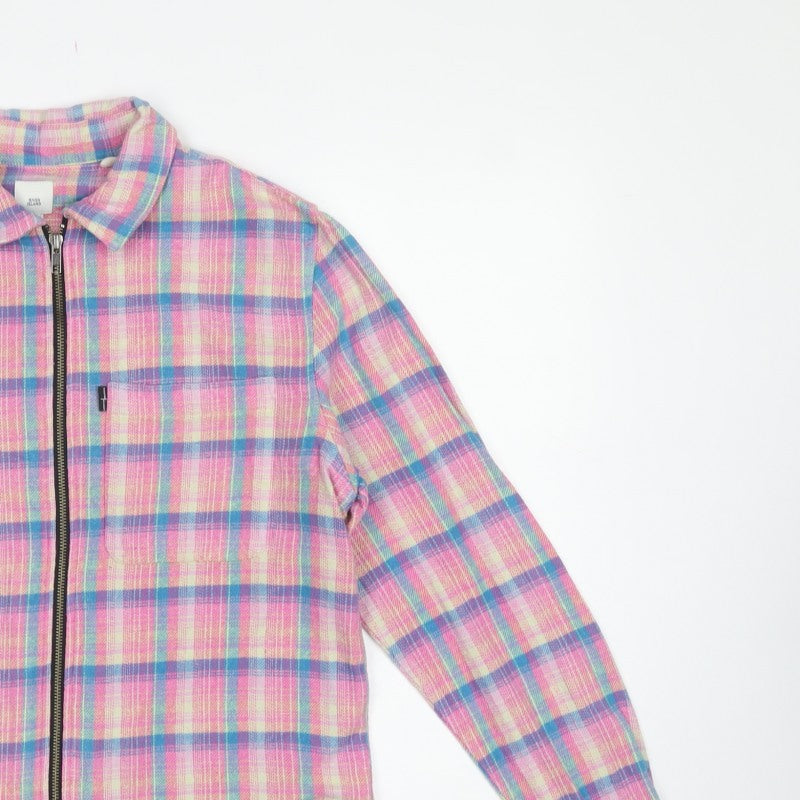 River Island Men's Multicoloured Check Cotton Zip Jacket Size S