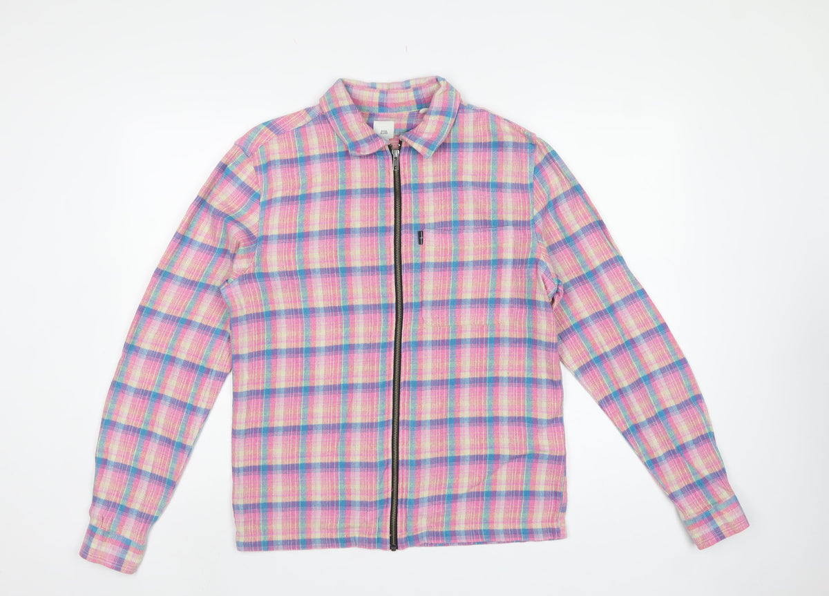 River Island Men's Multicoloured Check Cotton Zip Jacket Size S