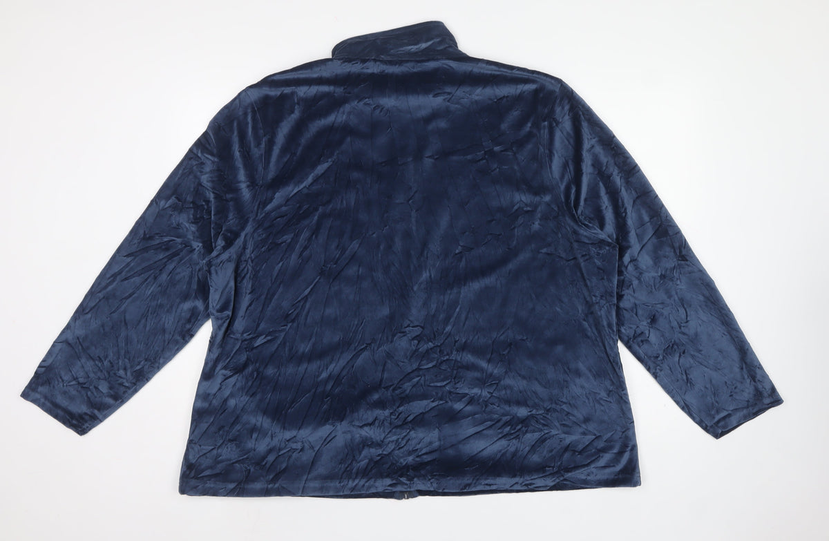 Atlas for Women Blue UK 26 Full Zip Embroidered Velour Sweatshirt