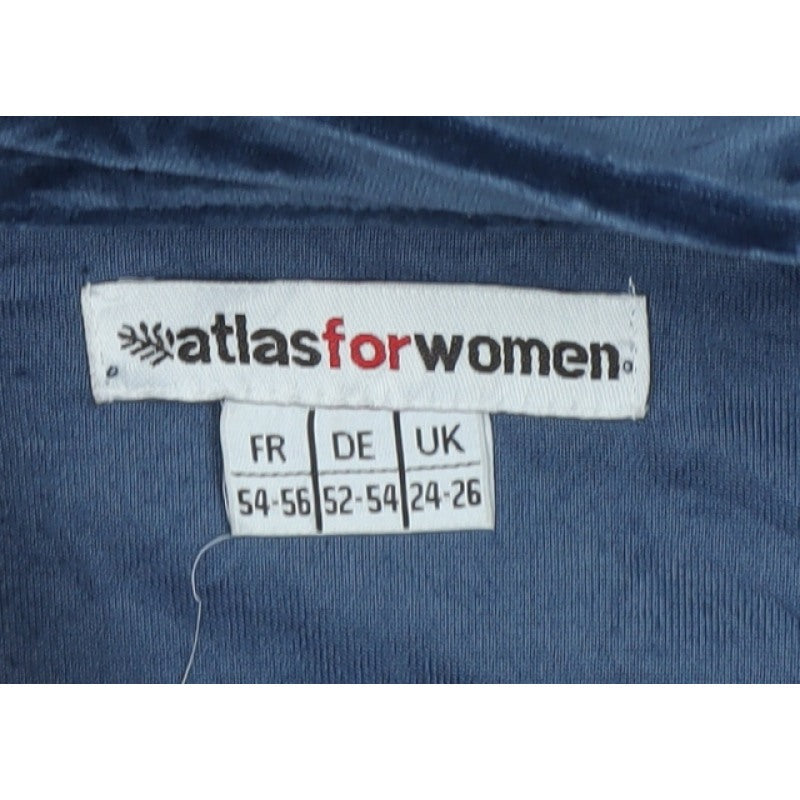 Atlas for Women Blue UK 26 Full Zip Embroidered Velour Sweatshirt