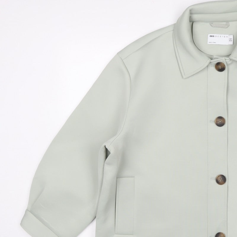 ASOS Design Women’s Sage Green UK 12 Relaxed Button Shacket Jacket