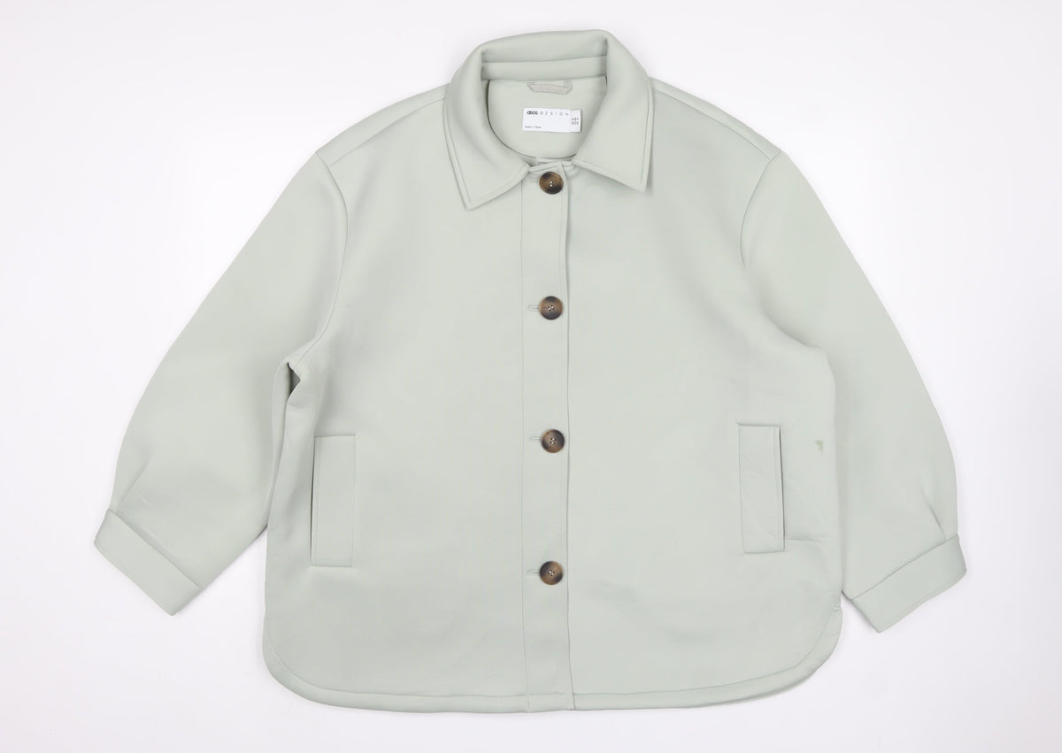 ASOS Design Women’s Sage Green UK 12 Relaxed Button Shacket Jacket