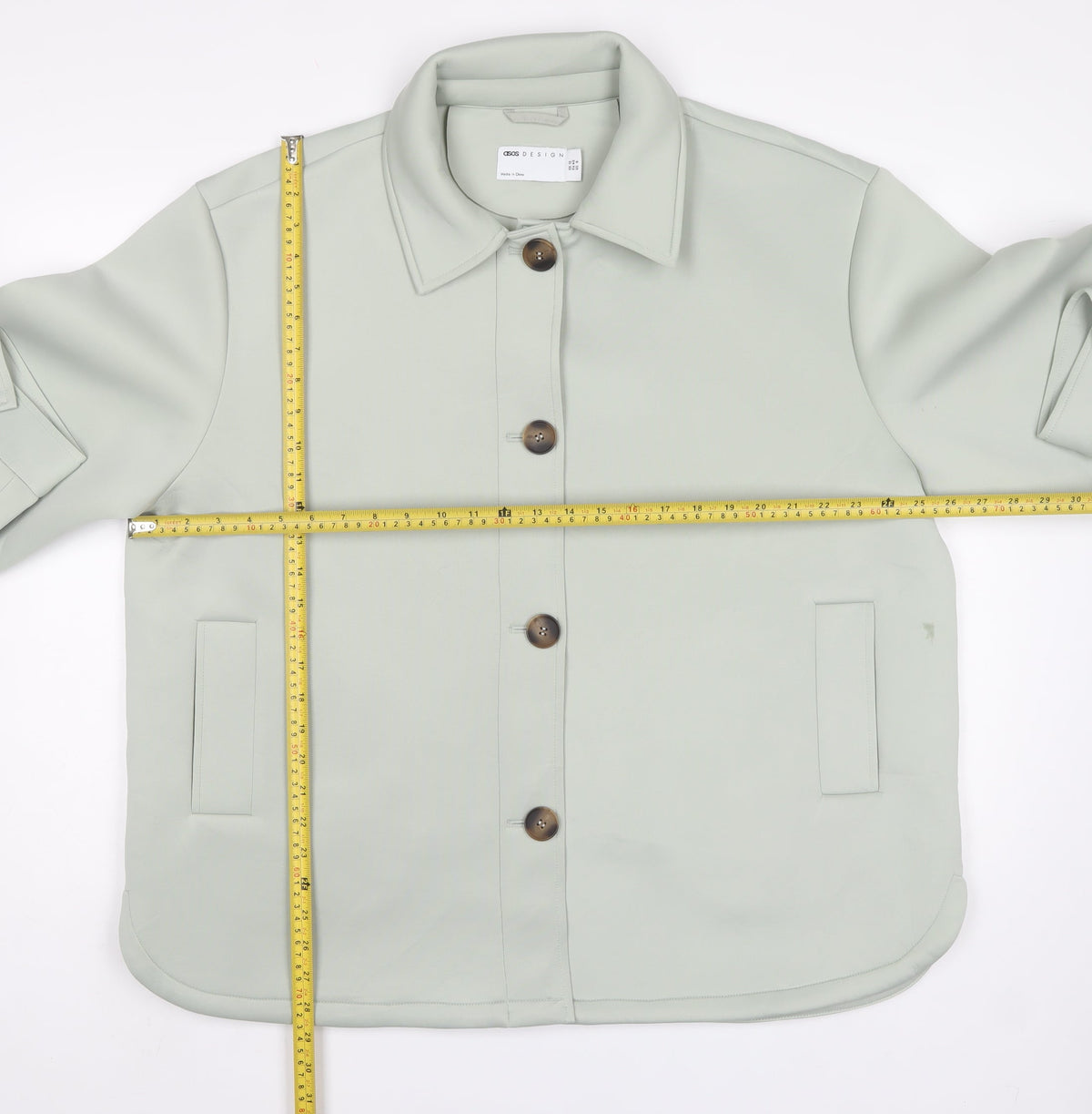 ASOS Design Women’s Sage Green UK 12 Relaxed Button Shacket Jacket