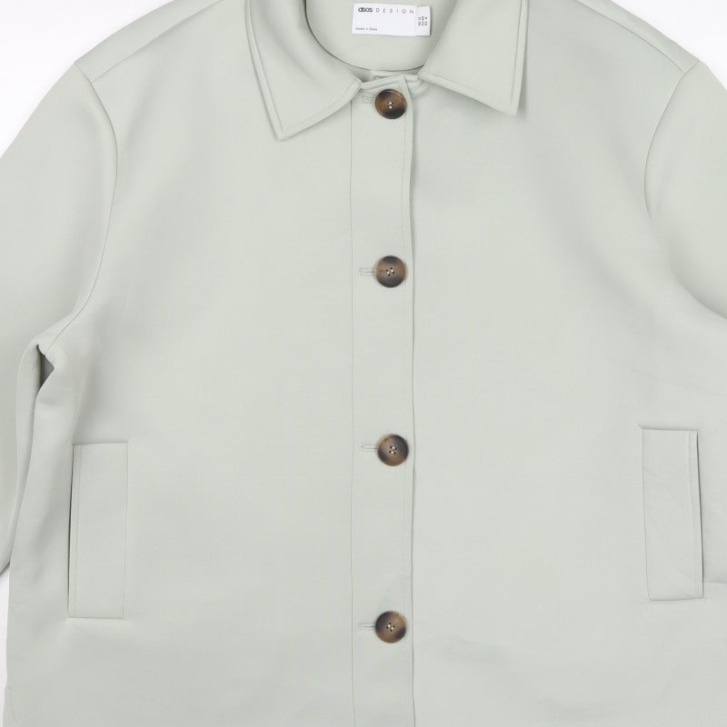 ASOS Design Women’s Sage Green UK 12 Relaxed Button Shacket Jacket