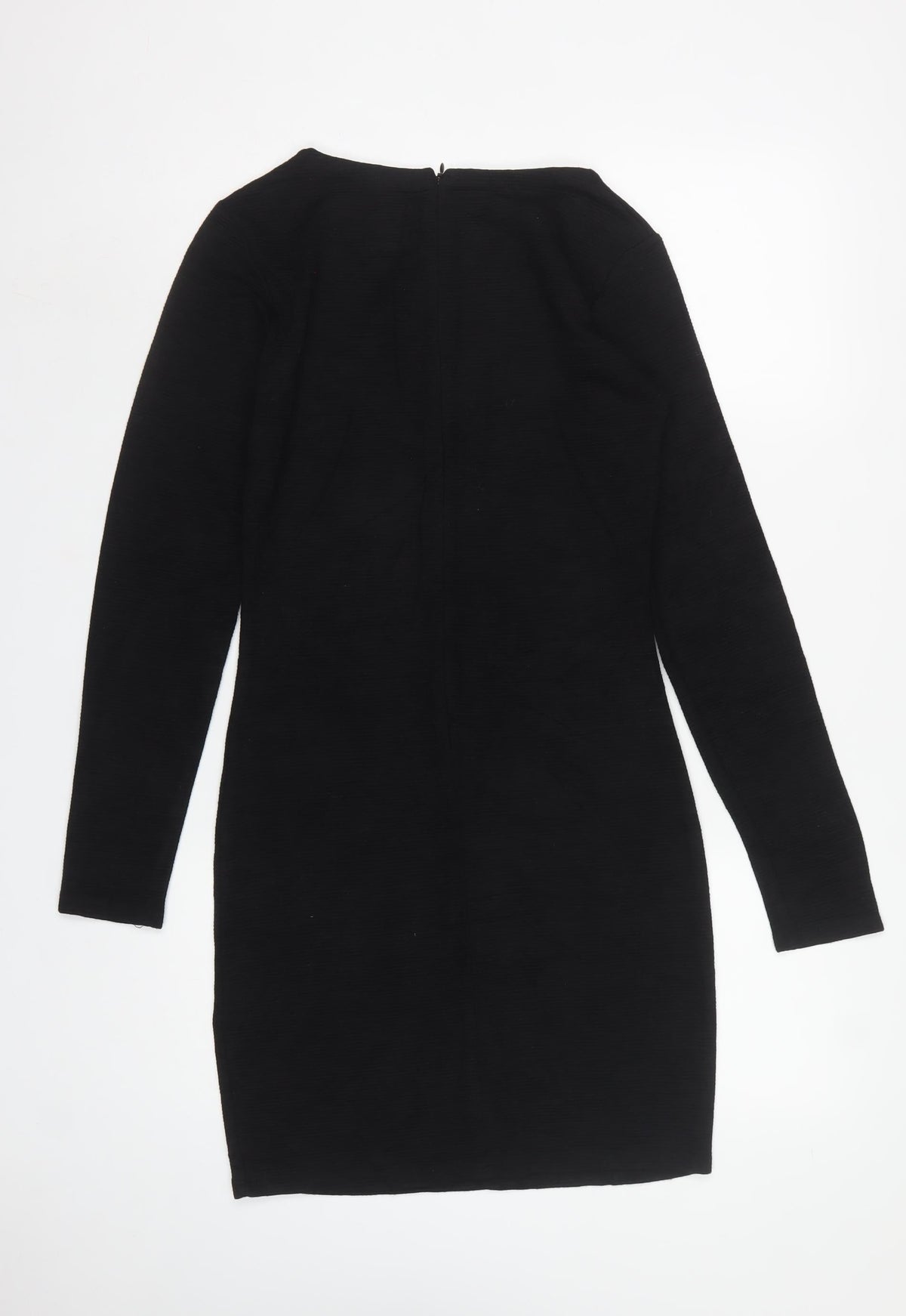 Superdry Women Black M Bodycon Knee Length Long Sleeve Jersey Dress
