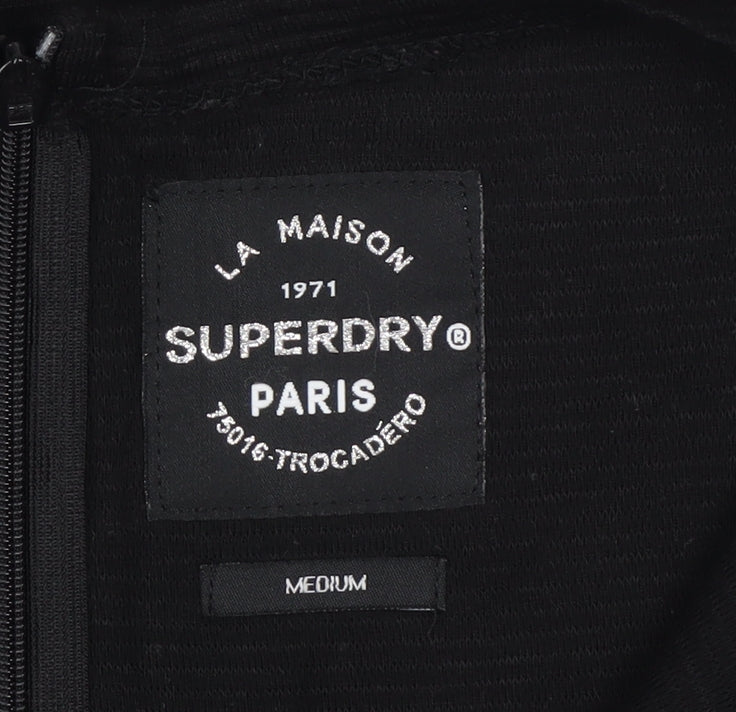 Superdry Women Black M Bodycon Knee Length Long Sleeve Jersey Dress