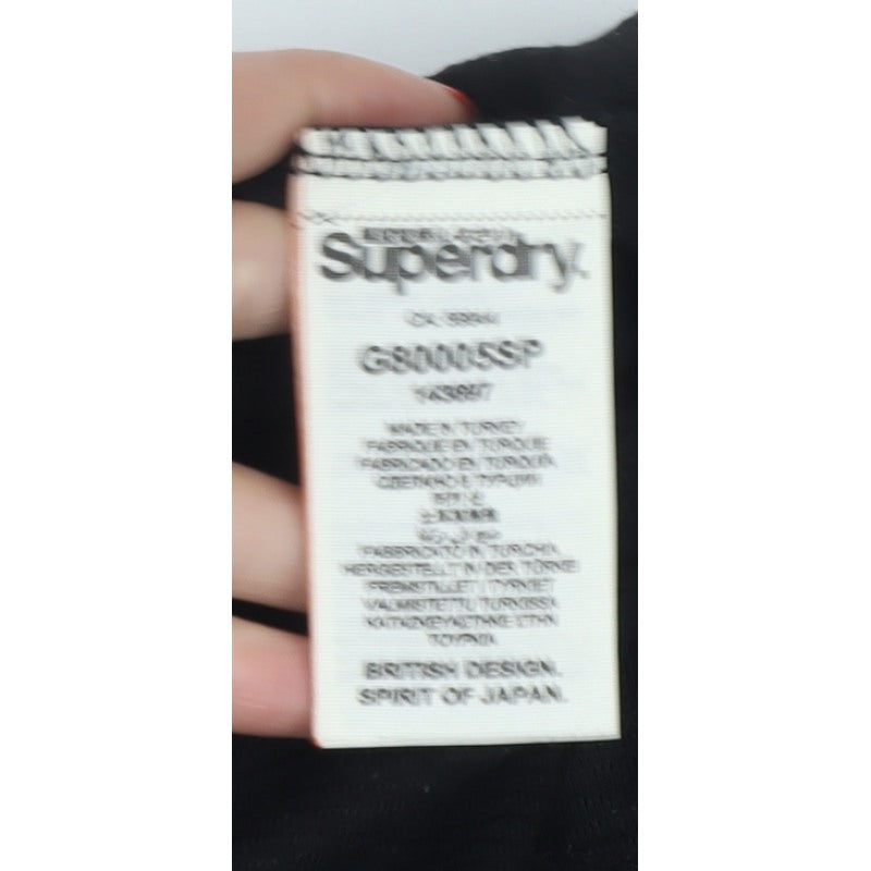 Superdry Women Black M Bodycon Knee Length Long Sleeve Jersey Dress