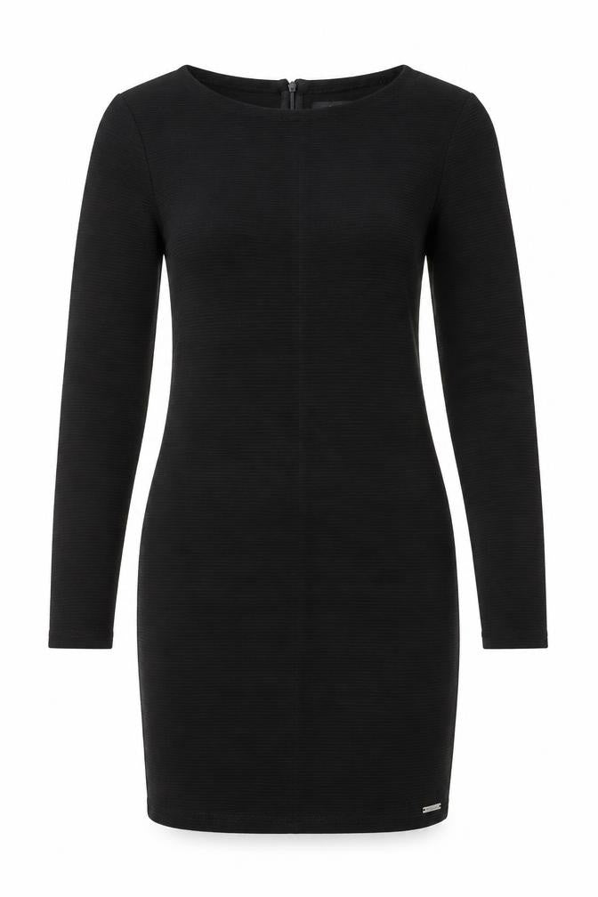 Superdry Women Black M Bodycon Knee Length Long Sleeve Jersey Dress