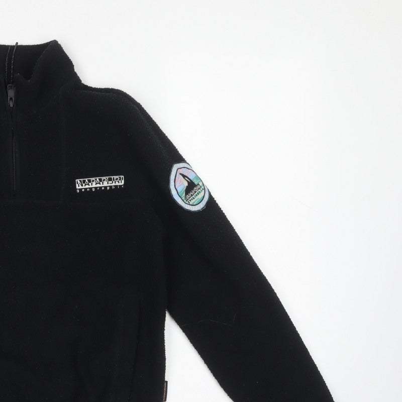 Napapijri Men’s Black XS 1/2 Zip Fleece Pullover Sweatshirt